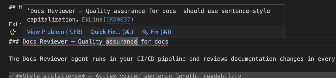 Example of EkLine inline comments